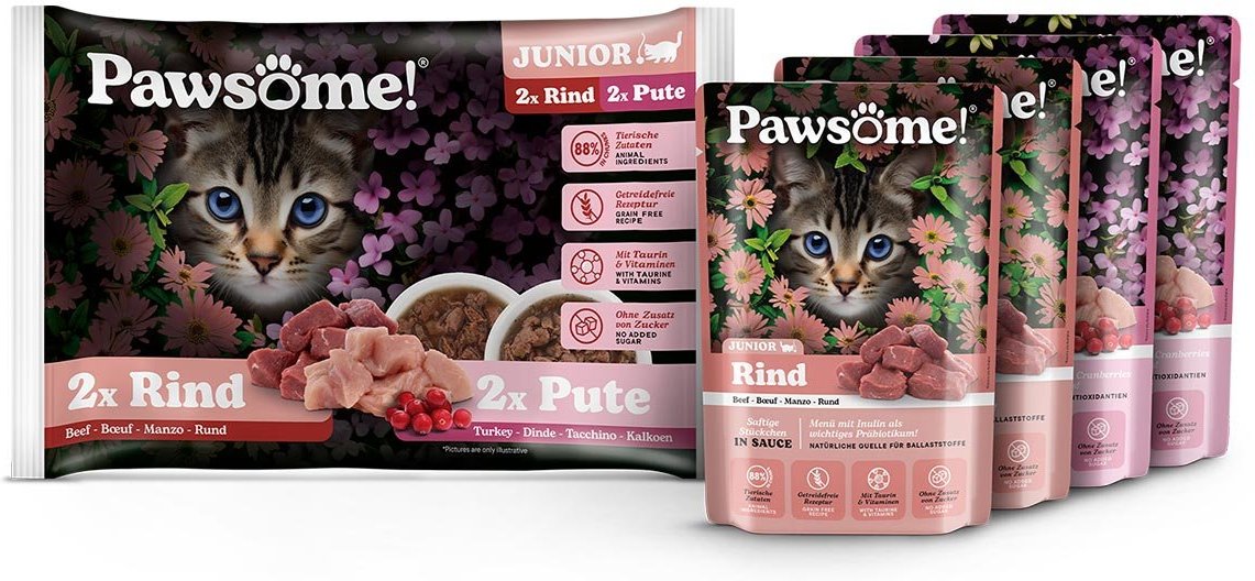 Pawsome Junior Rind & Pute Mixpack 4x85g