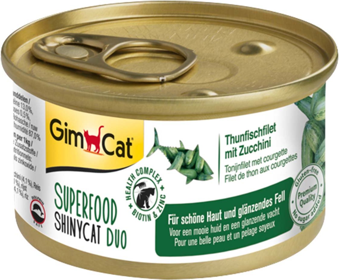 GimCat Superfood ShinyCat Duo Thunfischfilet mit Zucchini 24x70g