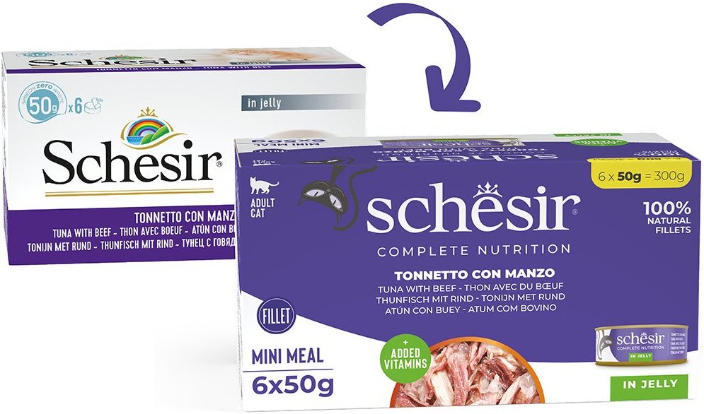 Schesir Cat Complete Thunfisch mit Rind in Jelly 6x50 g