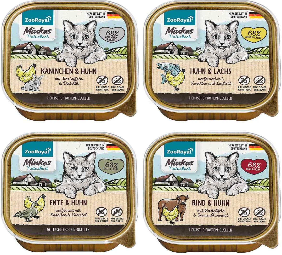 ZooRoyal Minkas Naturkost Mixpaket 16x100g