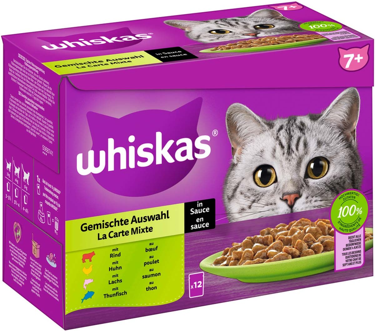Whiskas Multipack 7+ Gemischte Auswahl in Sauce 12x85g