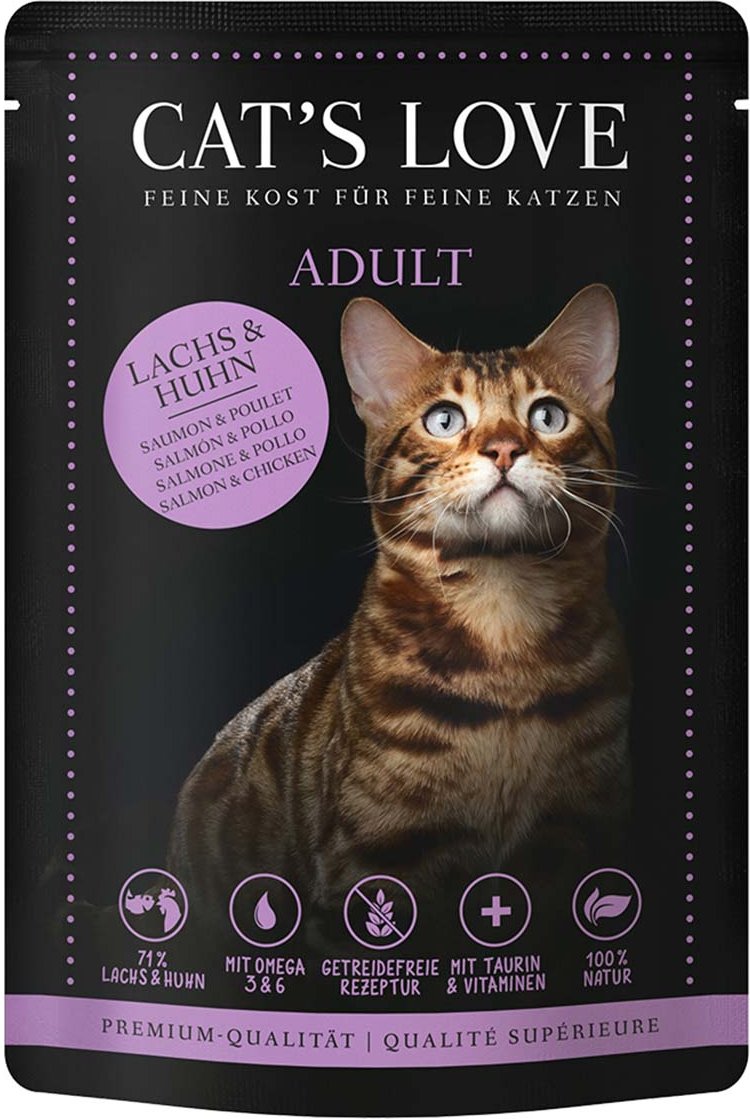 Cat's Love Nassfutter Lachs & Huhn mit Petersilie & Lachsöl 12x85g