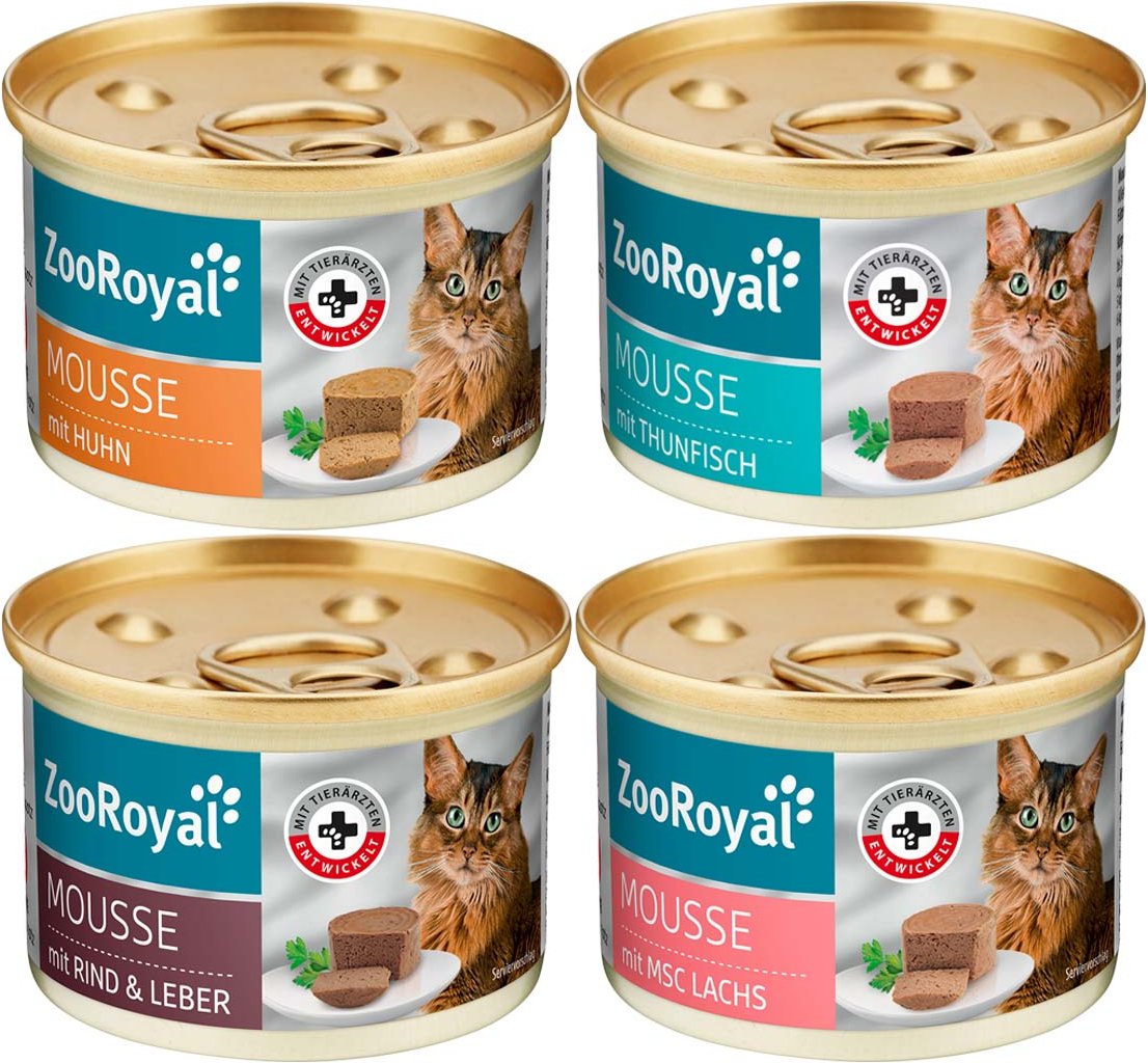 ZooRoyal Mousse Mixpaket Fisch, Rind & Huhn 24x85g