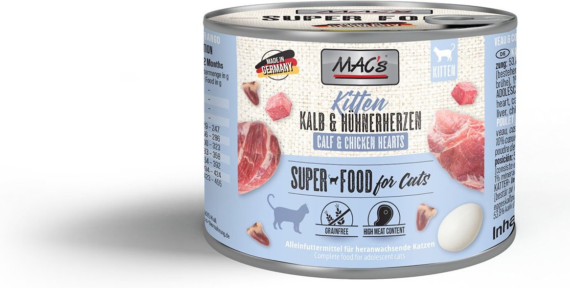 MAC's Cat Fleischmenü Kitten Kalb und Hühnerherzen 6x200g