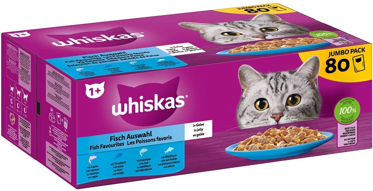 Whiskas Pouch Multipack 1 + Fisch in Gelee 80x85g