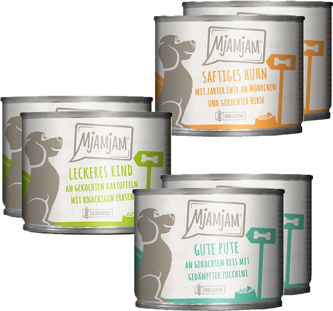 MjAMjAM Mixpaket I Huhn&Ente, Rind, Pute 6x200g