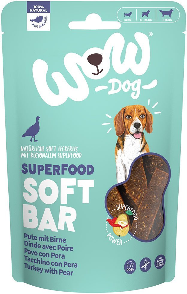 WOW SUPERFOOD Soft Bar Pute mit Birne 150g