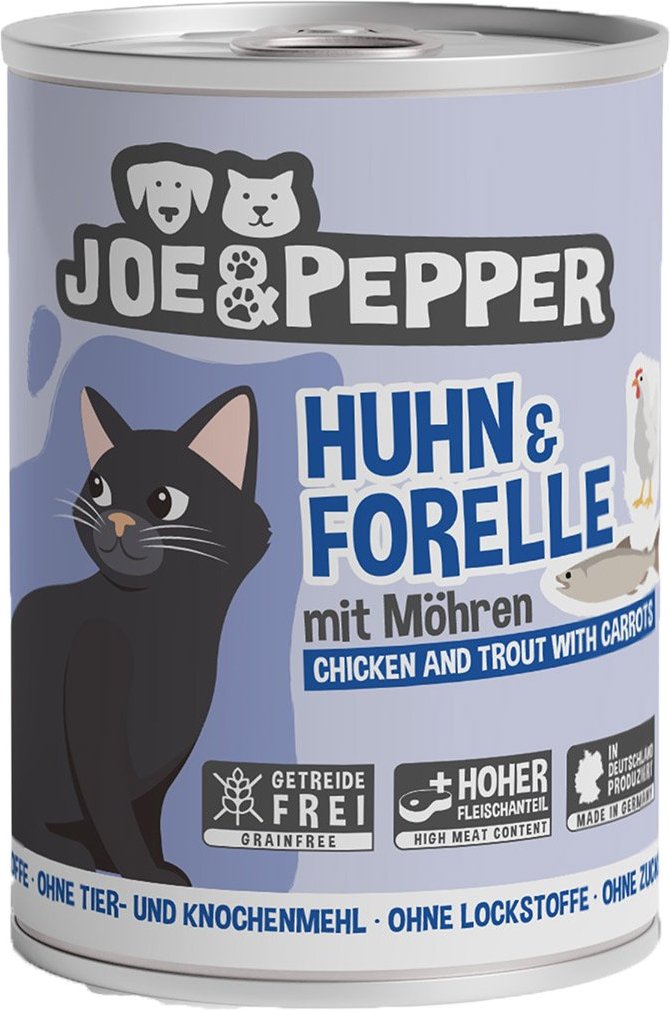 Thumbnail - Joe & Pepper Cat Huhn & Forelle mit Möhren 6x400g