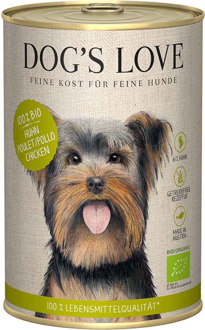 Dog's Love Bio Huhn mit Buchweizen, Sellerie und Basilikum 6x400g