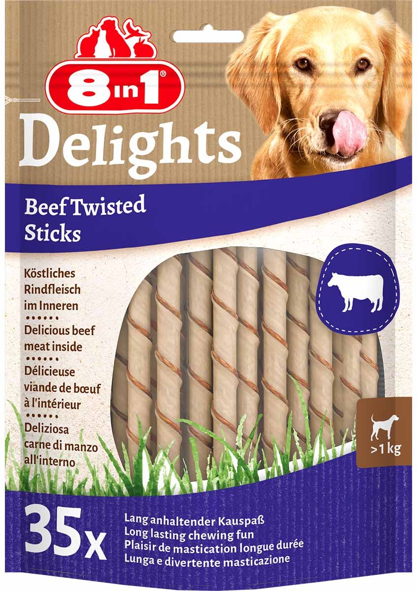 8in1 Hundesnack Delights Beef Twisted Sticks 35 Stück