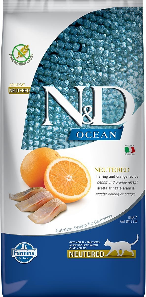 N&D Cat Ocean mit Hering & Orange für kastrierte Katzen 5kg