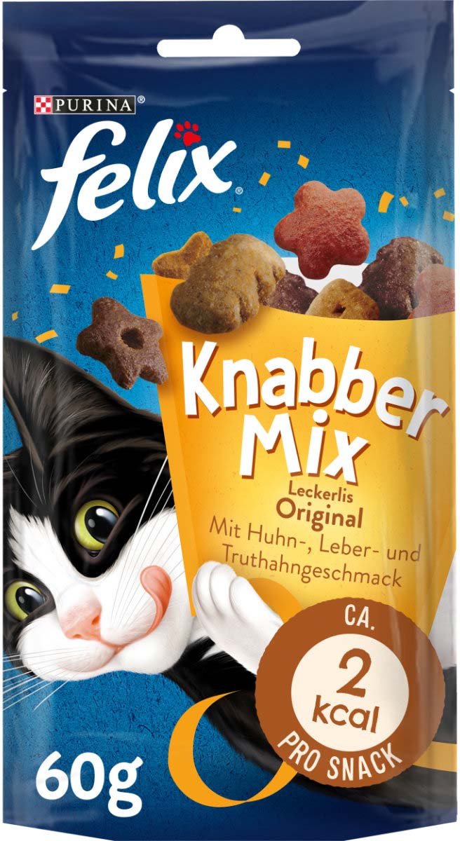 FELIX KnabberMix Original Katzensnack bunter Mix 8x60g