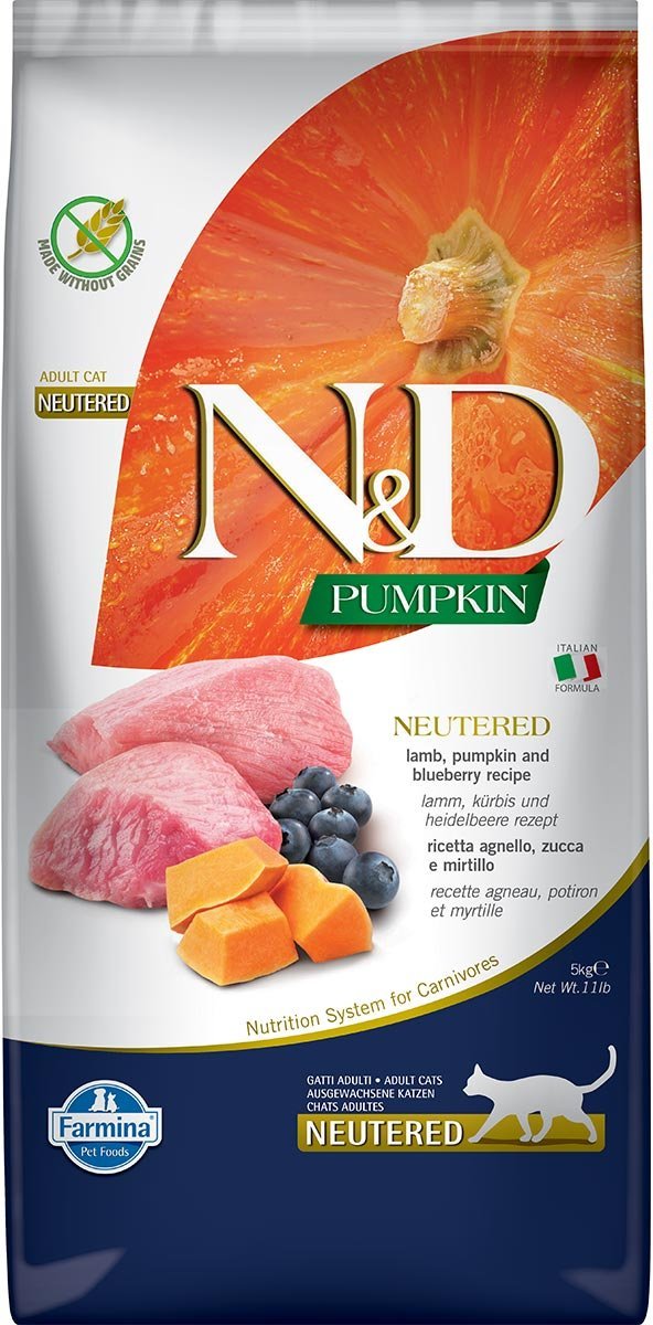 N&D Cat Pumpkin Lamm, Kürbis & Heidelbeere für kastrierte Katzen 5kg
