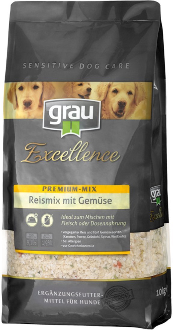 Grau Excellence Hunde-Trockenfutter Premium-Mix Reismix mit Gemüse 10kg