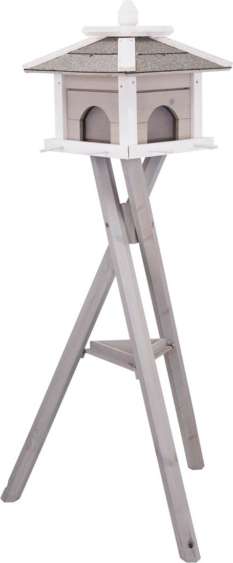 Trixie natura Vogelfutterhaus mit Ständer & Silo grau