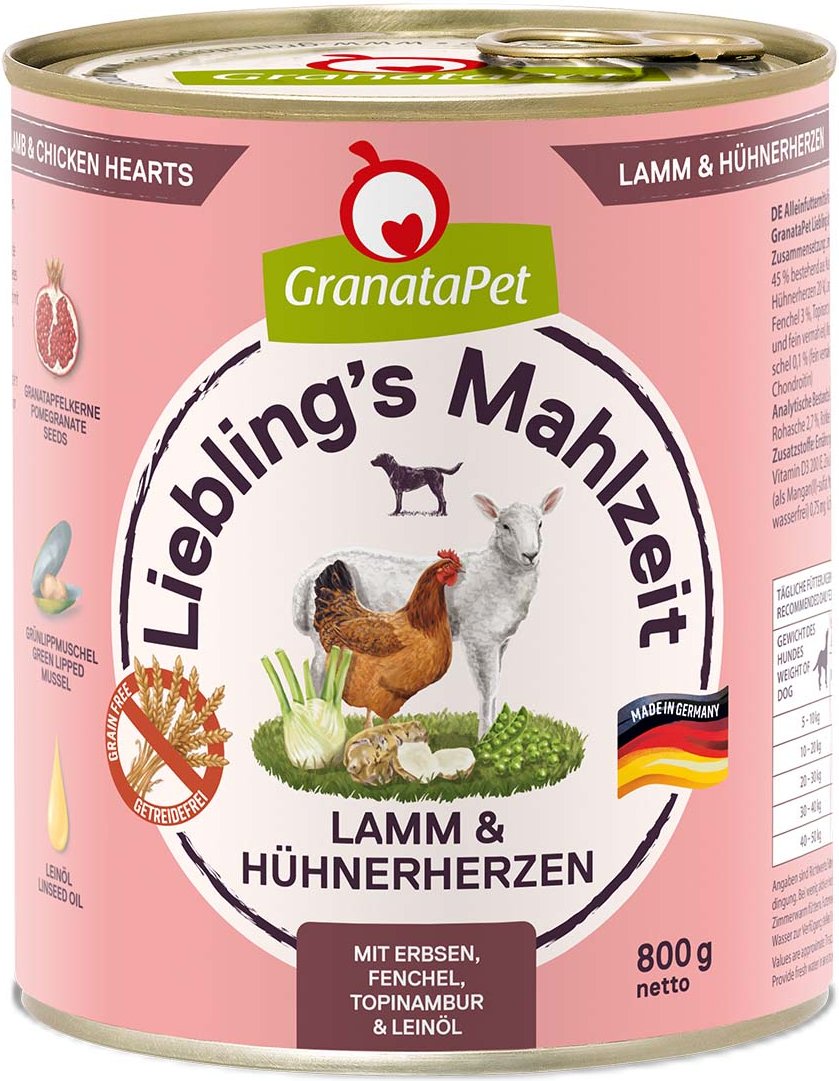 GranataPet Liebling’s Mahlzeit Lamm und Hühnerherzen 6x800g