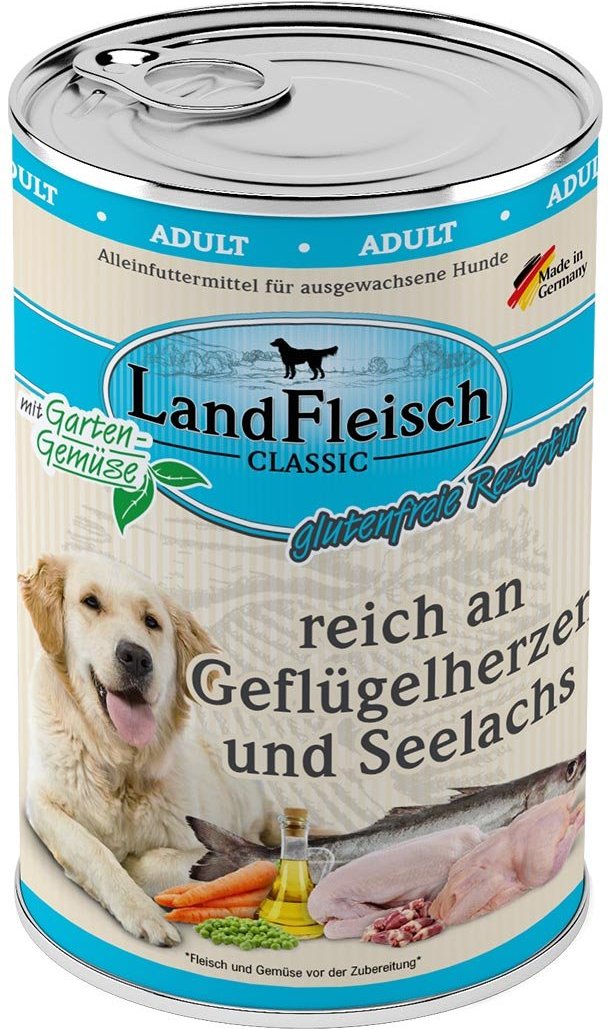 LandFleisch Dog Classic Geflügelherzen & Seelachs 6x400g