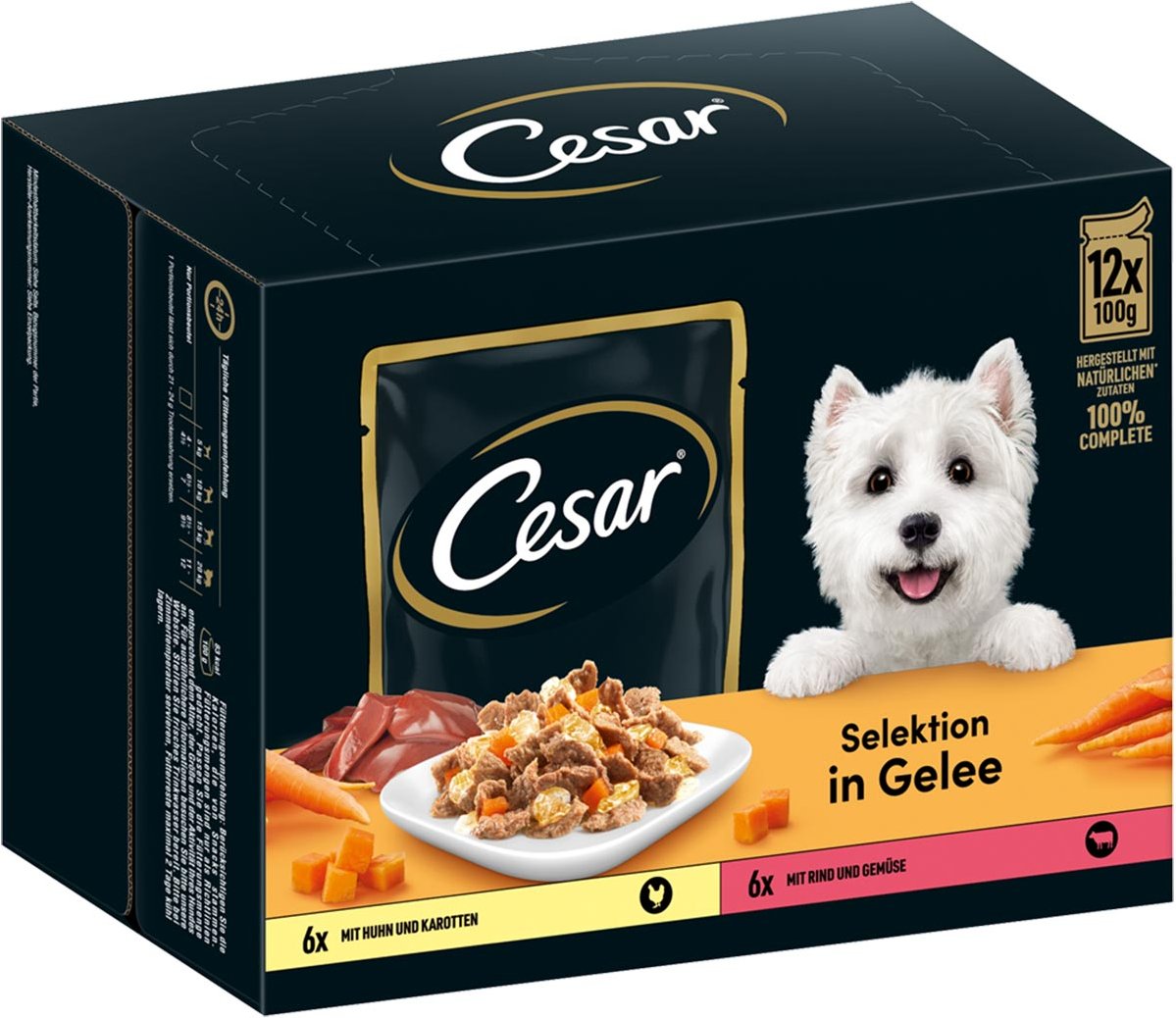 CESAR Selektion Gelee Huhn, Rind, Gemüse 72x100g