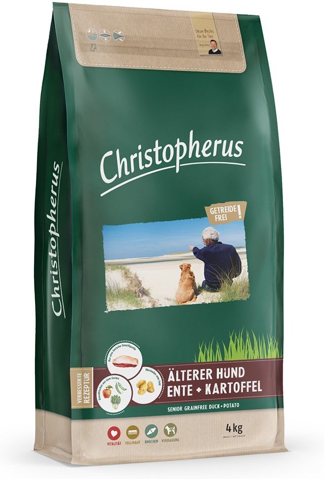 Christopherus Hundefutter Getreidefrei Ente + Kartoffel Senior 4kg