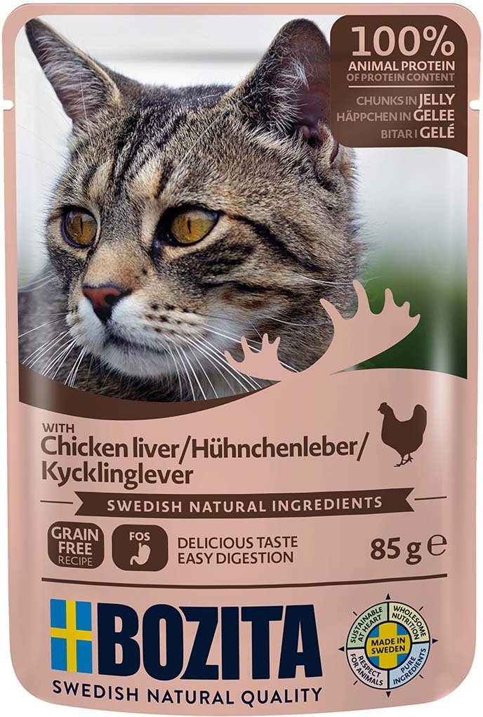 Bozita Pouch Häppchen in Gelee mit Hühnchenleber 12x85g