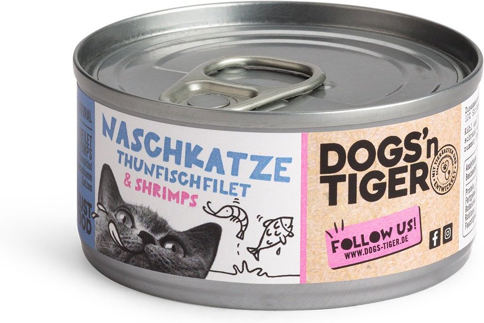 Dogs'n Tiger Naschkatze Nassfutter Thunfischfilet & Shrimps 12x70g