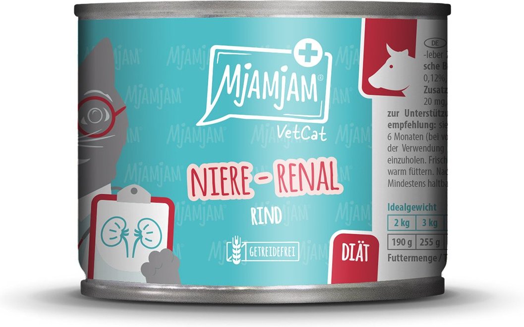 MjAMjAM VetCat Diät Niere Renal Rind 6x200g