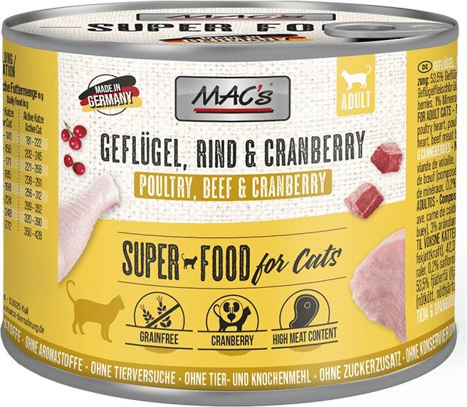 Thumbnail - MAC's Cat Fleischmenü Geflügel, Rind und Cranberry 12x200g