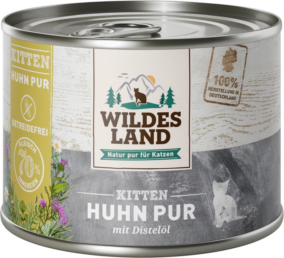 Wildes Land Kitten Huhn PUR mit Distelöl 6x200 g
