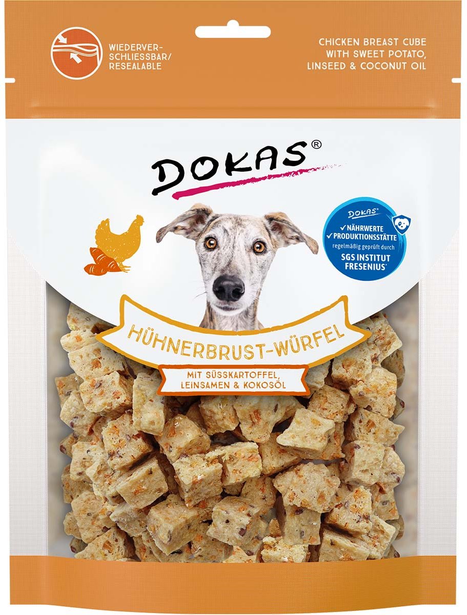 Dokas Hühnerbrust-Würfel mit Süsskartoffel, Leinsamen & Kokosöl 4x150g