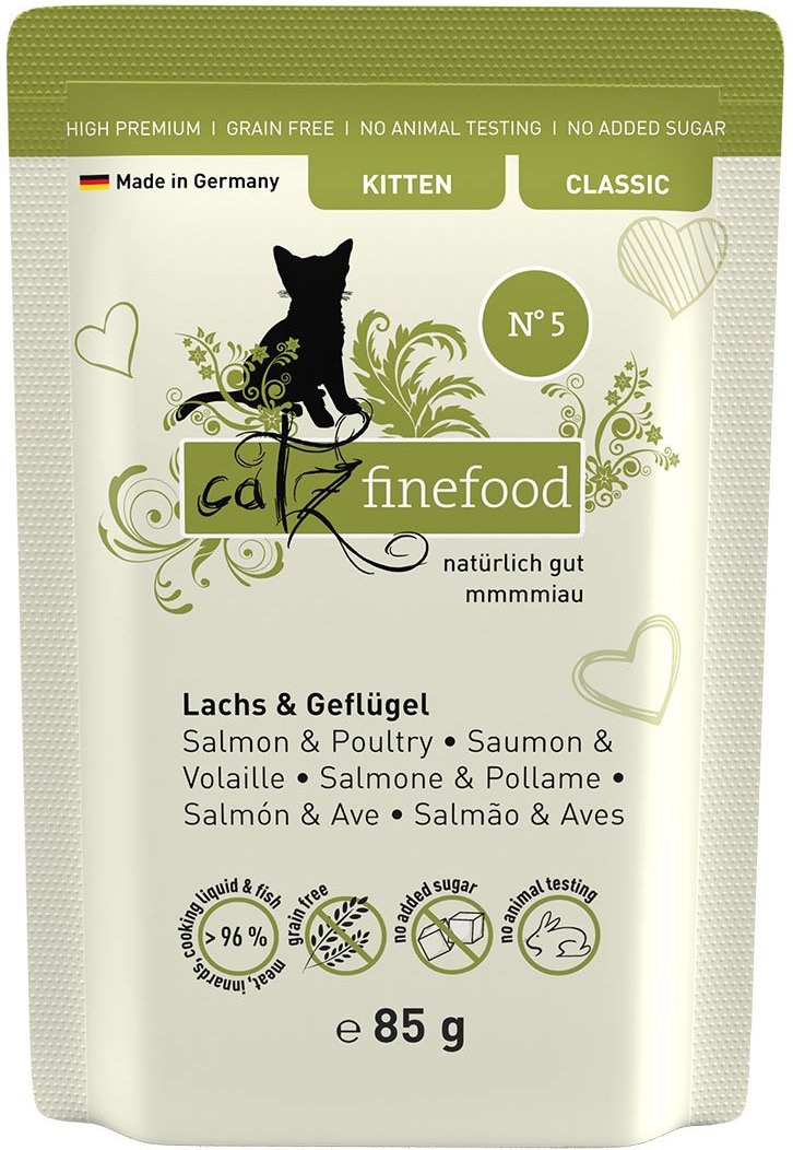 catz finefood Kitten No.05 Lachs & Geflügel 16x85g