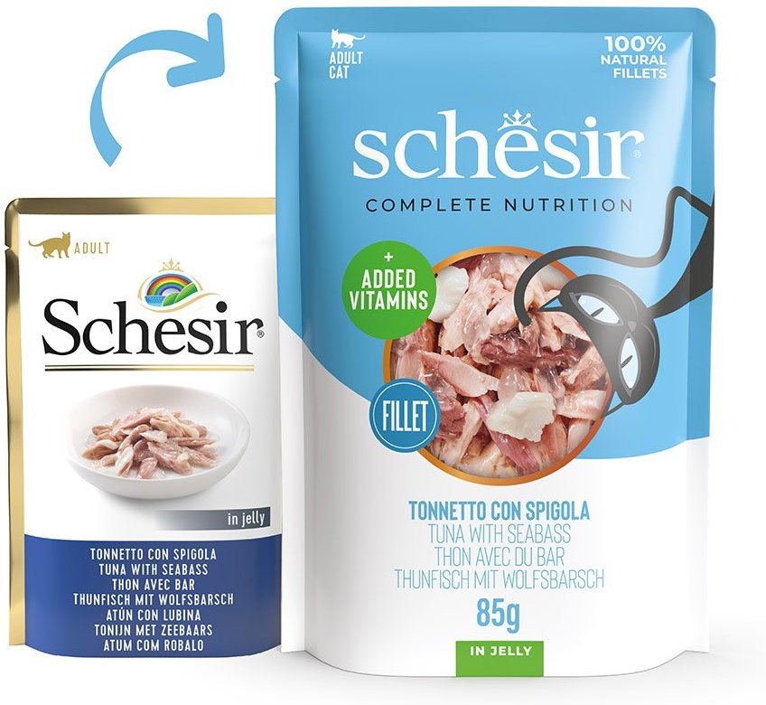 Schesir Cat Complete Thunfisch mit Wolfsbarsch in Jelly 12x85 g