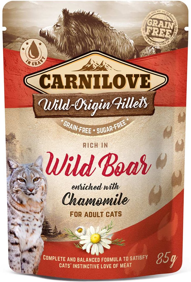 Carnilove Cat Pouch Ragout - Wild Boar enriched with Chamomile 24x85g