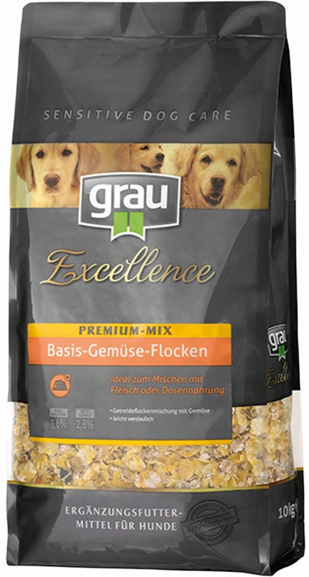 Grau Excellence Hunde-Trockenfutter Premium-Mix Basis-Gemüse-Flocken 2x10kg
