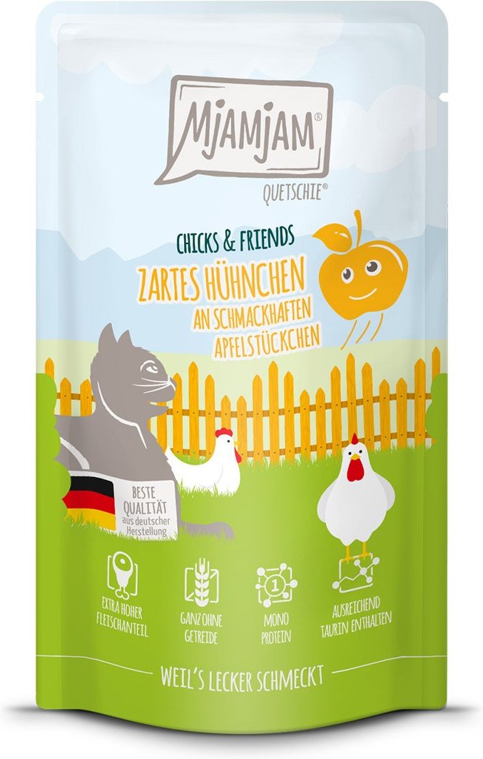 MjAMjAM Quetschie Chicks & Friends Hühnchen an Apfel 12x125g