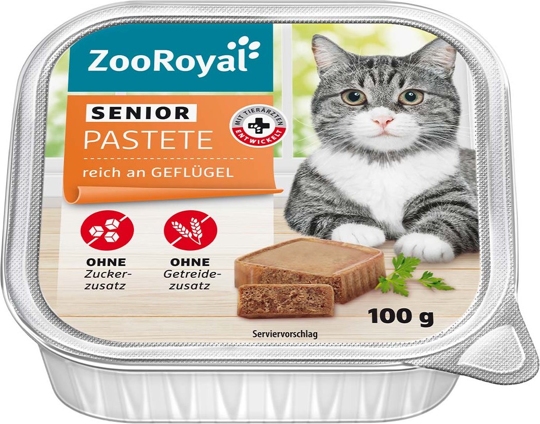 ZooRoyal Senior-Pastete reich an Geflügel 16x100g