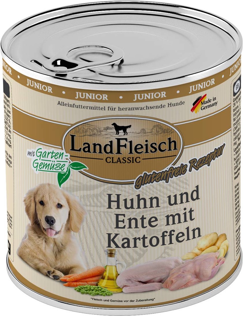 LandFleisch Dog Classic Junior Huhn, Ente & Kartoffeln 6x800g