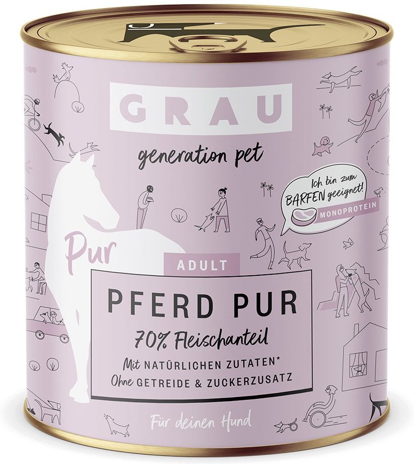 GRAU Hund Adult Pferd Pur 6x800g