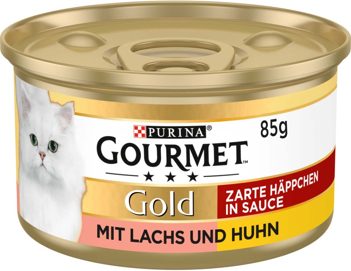 GOURMET Gold Zarte Häppchen in Sauce mit Lachs und Huhn 24x85g