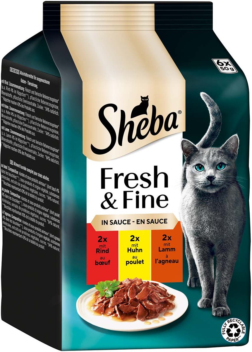 Sheba Fresh & Fine Sauce Rind, Huhn & Lamm 36x50 g