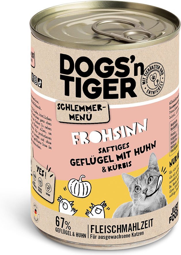 Dogs'n Tiger Schlemmermenü Frohsinn Geflügel & Kürbis 6x400g