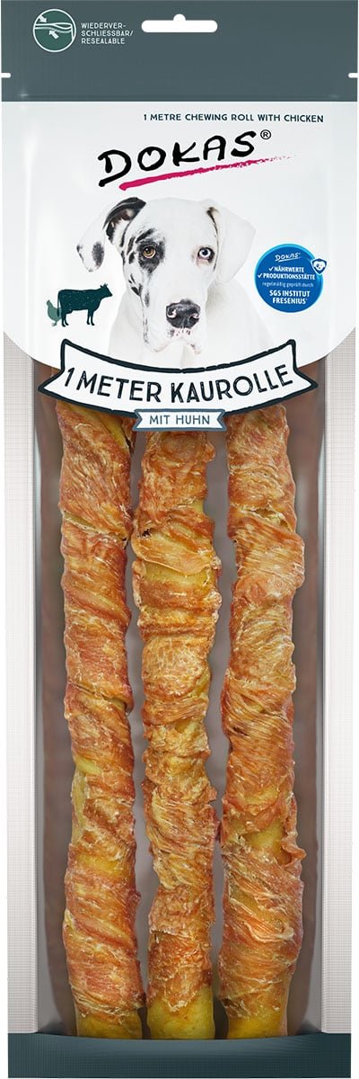 Dokas 1 Meter Kaurolle mit Huhn (Rinderhaut) 315g
