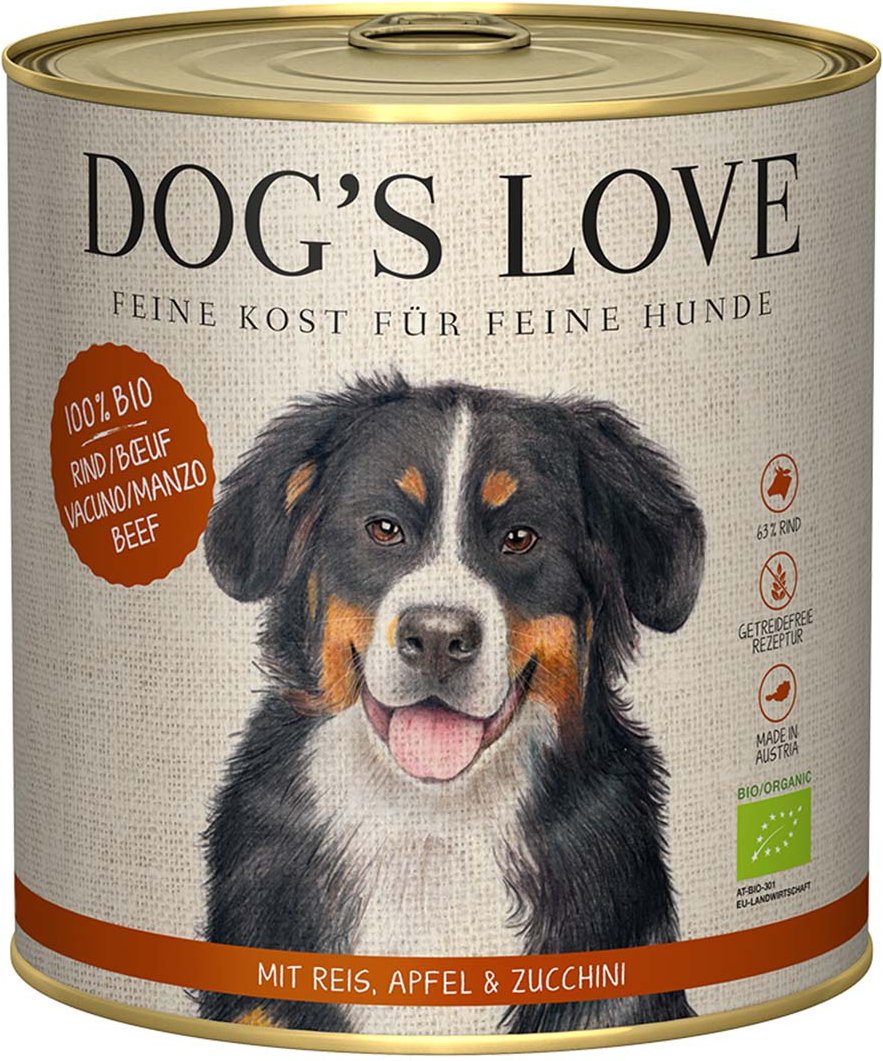 Dog's Love Bio Rind mit Reis, Apfel und Zucchini 12x800g