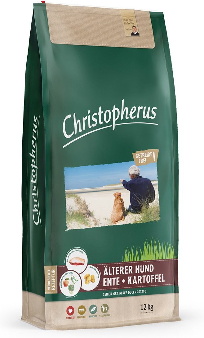 Christopherus Hundefutter Getreidefrei Ente + Kartoffel Senior 2x12kg