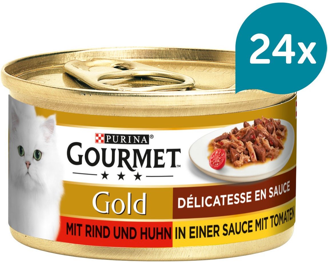 GOURMET Gold Délicatesse en Sauce mit Rind und Huhn 24x85g