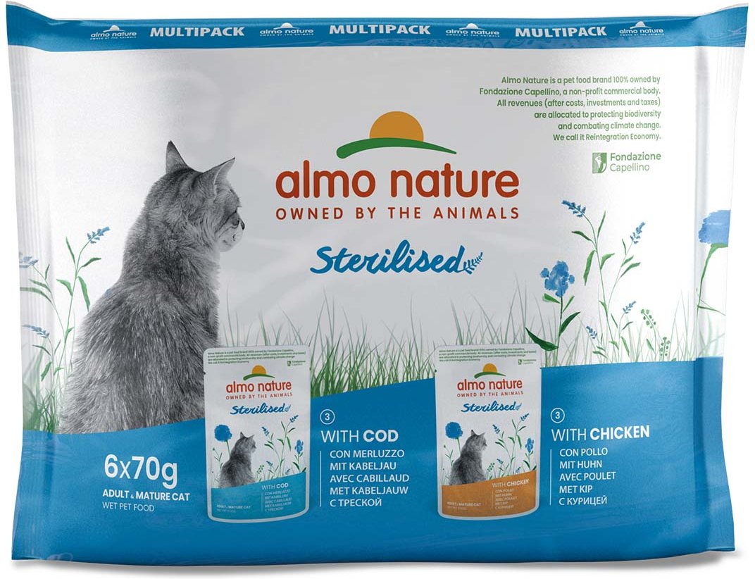 Almo Nature Holistic Sterilised Multipack mit Kabeljau&Huhn 6x70g