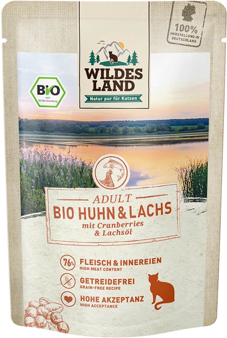 Thumbnail - Wildes Land Bio Huhn und Lachs mit Cranberries 12x85 g