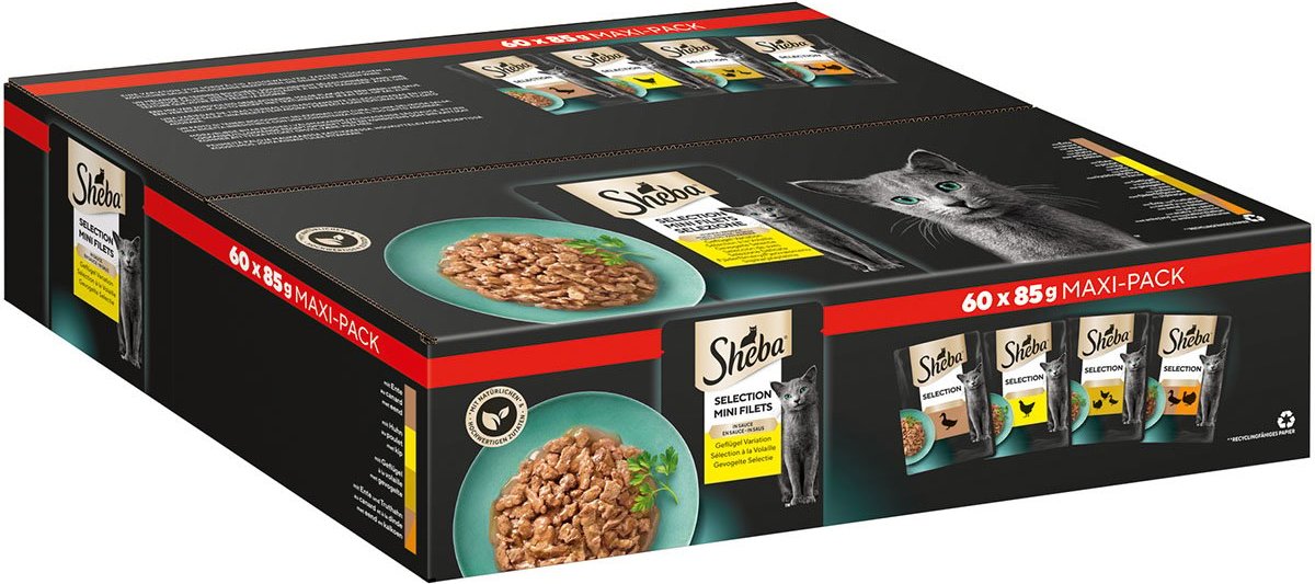 Sheba Nassfutter Multipack Selection in Sauce Geflügel Variation 60x85g