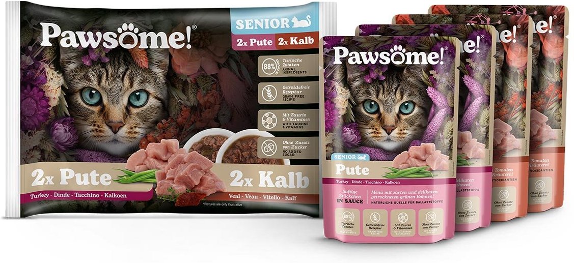 Pawsome Senior Pute & Kalb Mixpack 4x85g