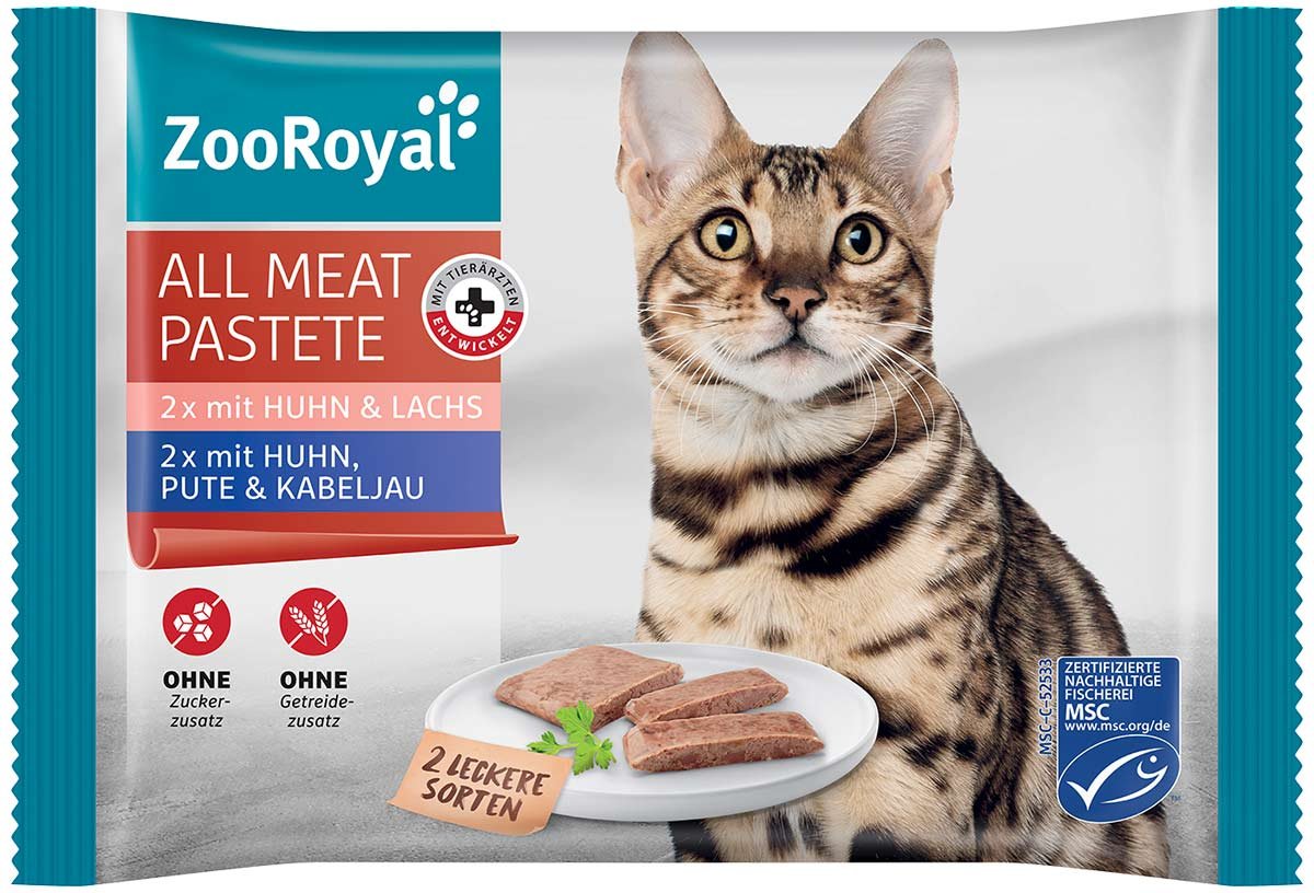 ZooRoyal All Meat Geflügel/Kabeljau und Huhn/Lachs 4x85g