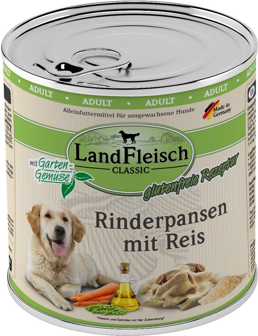Thumbnail - LandFleisch Dog Classic Rinderpansen mit Reis 6x800g